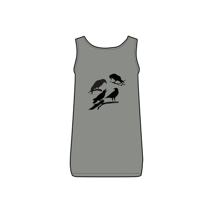 Sassy's Garage Women's Micro Ribbed Tank Top, Casual Summer Wear, Crow Graphic Tee, Trendy Vintage Style