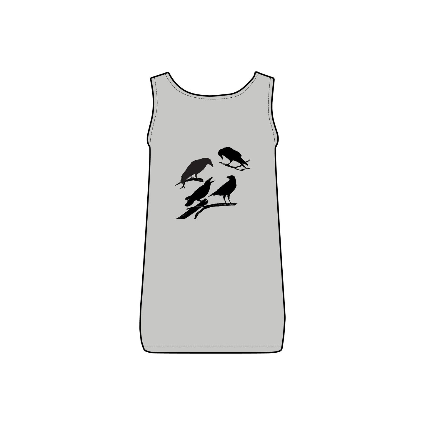 Sassy's Garage Women's Micro Ribbed Tank Top, Casual Summer Wear, Crow Graphic Tee, Trendy Vintage Style