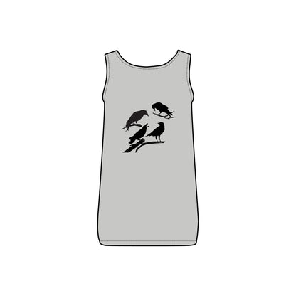 Sassy's Garage Women's Micro Ribbed Tank Top, Casual Summer Wear, Crow Graphic Tee, Trendy Vintage Style