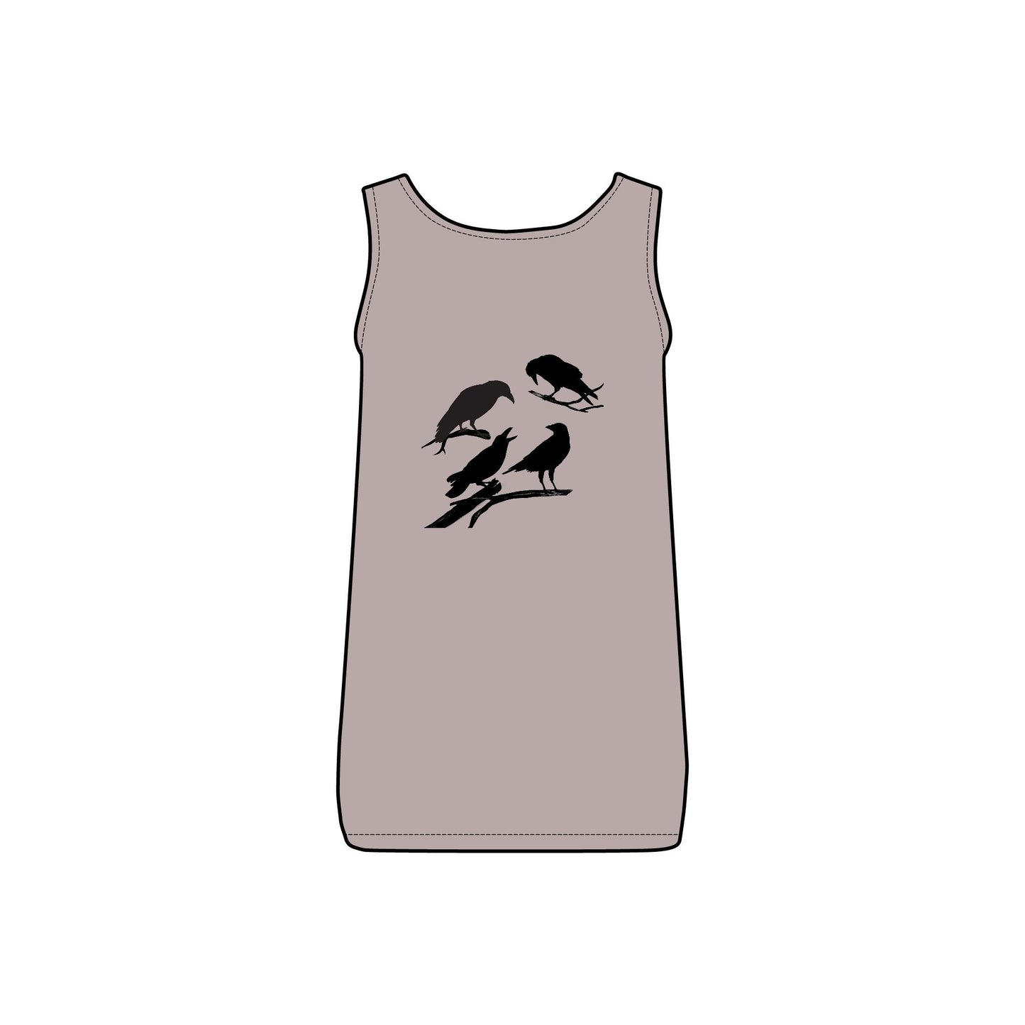 Sassy's Garage Women's Micro Ribbed Tank Top, Casual Summer Wear, Crow Graphic Tee, Trendy Vintage Style
