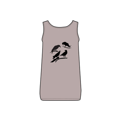 Sassy's Garage Women's Micro Ribbed Tank Top, Casual Summer Wear, Crow Graphic Tee, Trendy Vintage Style