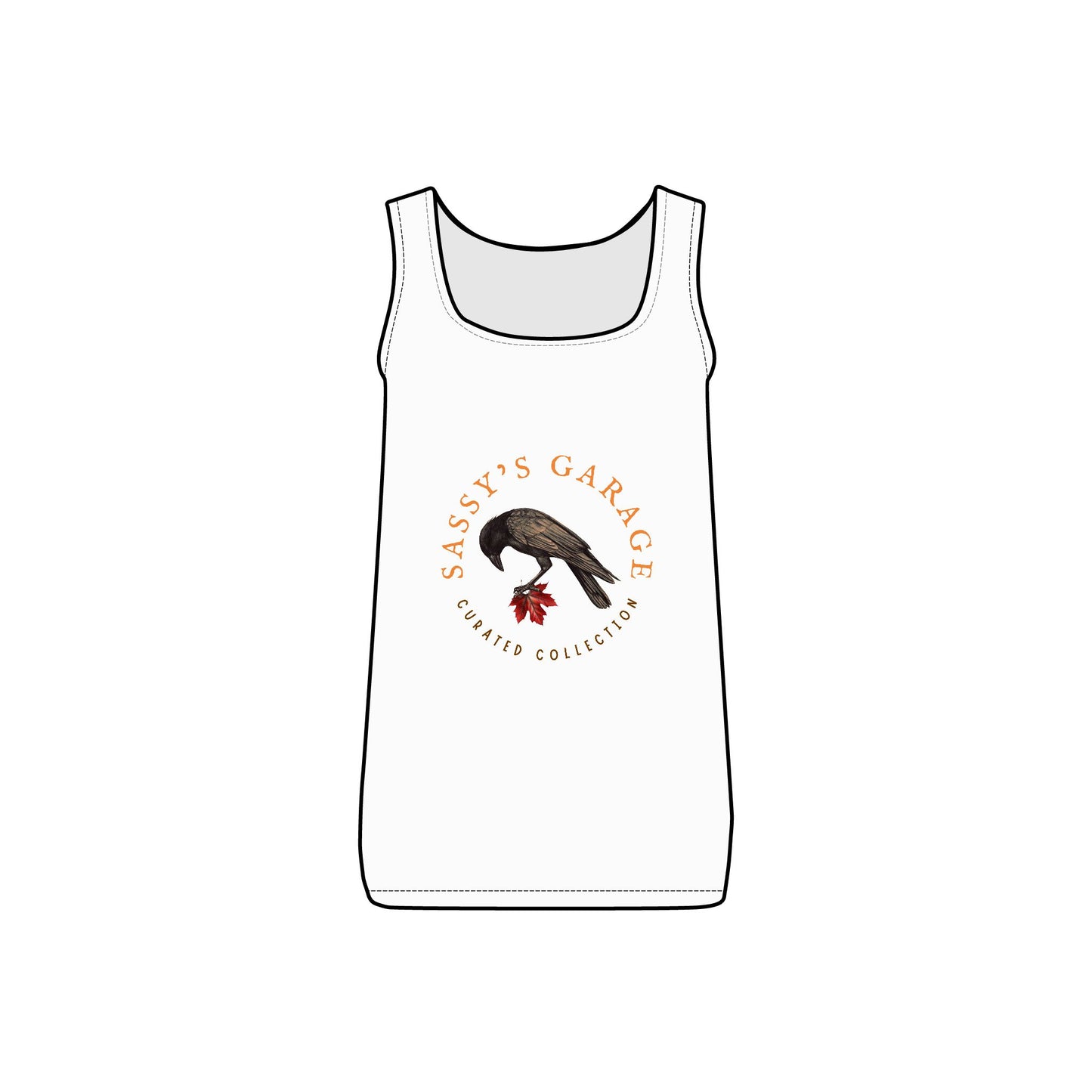 Sassy's Garage Women's Micro Ribbed Tank Top, Casual Summer Wear, Crow Graphic Tee, Trendy Vintage Style