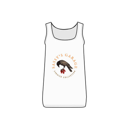 Sassy's Garage Women's Micro Ribbed Tank Top, Casual Summer Wear, Crow Graphic Tee, Trendy Vintage Style