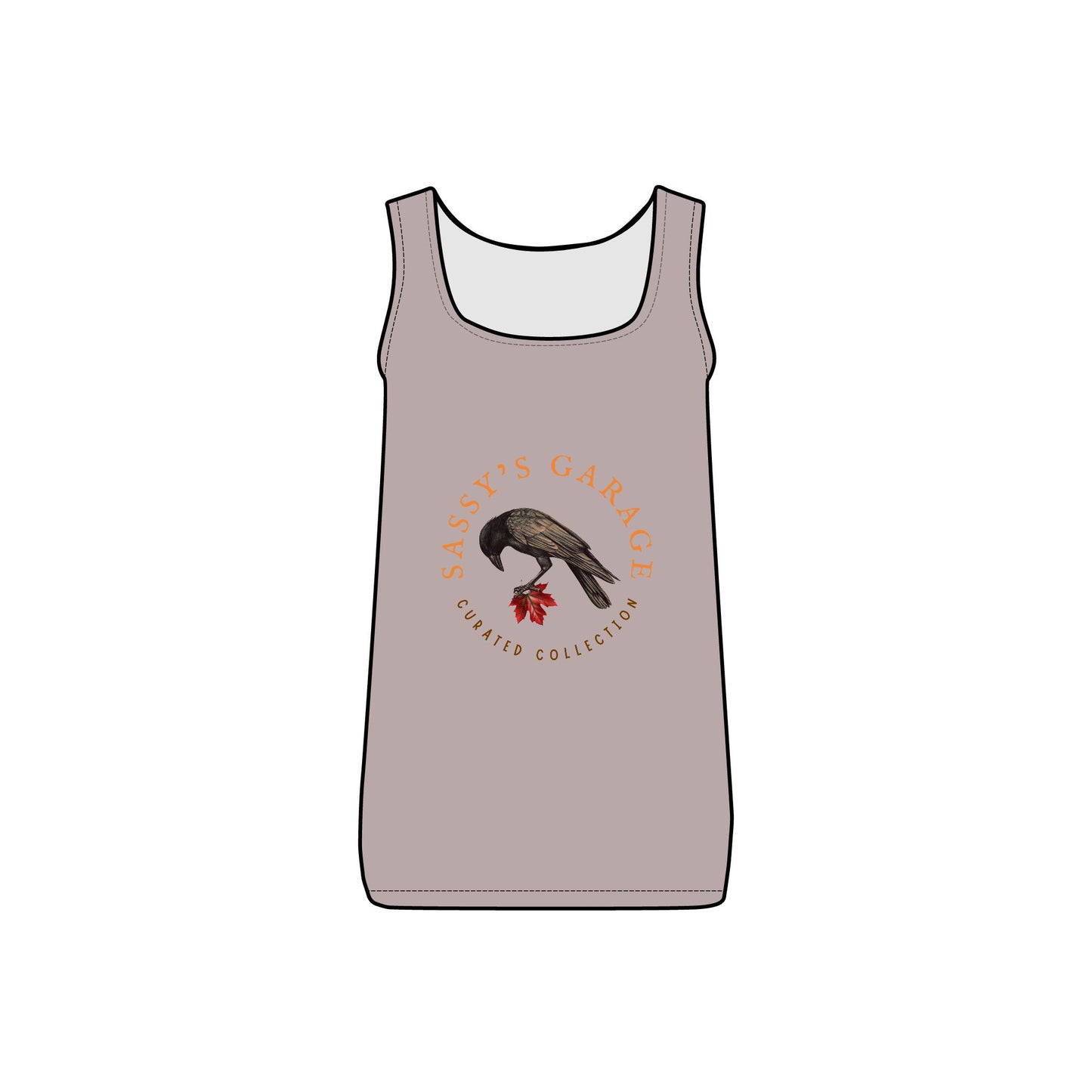 Sassy's Garage Women's Micro Ribbed Tank Top, Casual Summer Wear, Crow Graphic Tee, Trendy Vintage Style