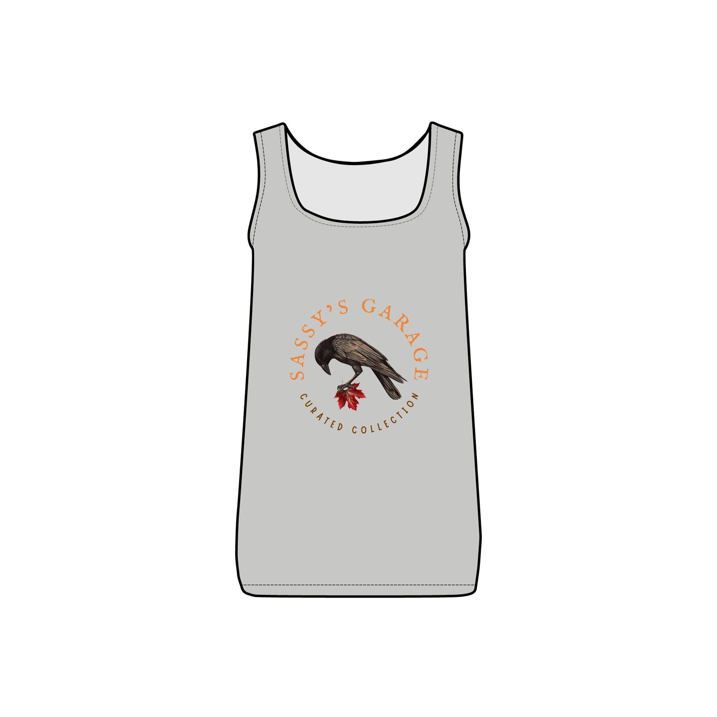 Sassy's Garage Women's Micro Ribbed Tank Top, Casual Summer Wear, Crow Graphic Tee, Trendy Vintage Style