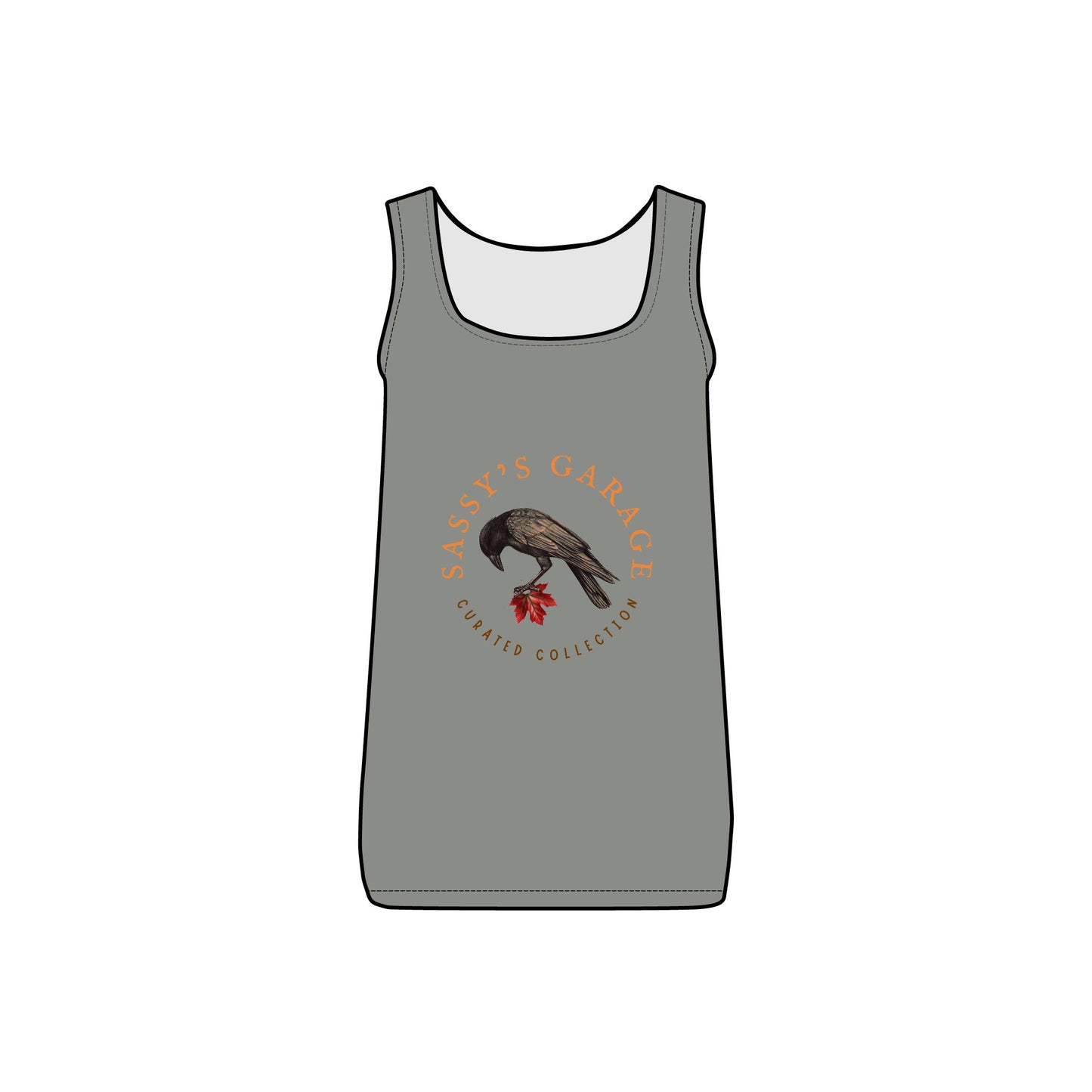 Sassy's Garage Women's Micro Ribbed Tank Top, Casual Summer Wear, Crow Graphic Tee, Trendy Vintage Style