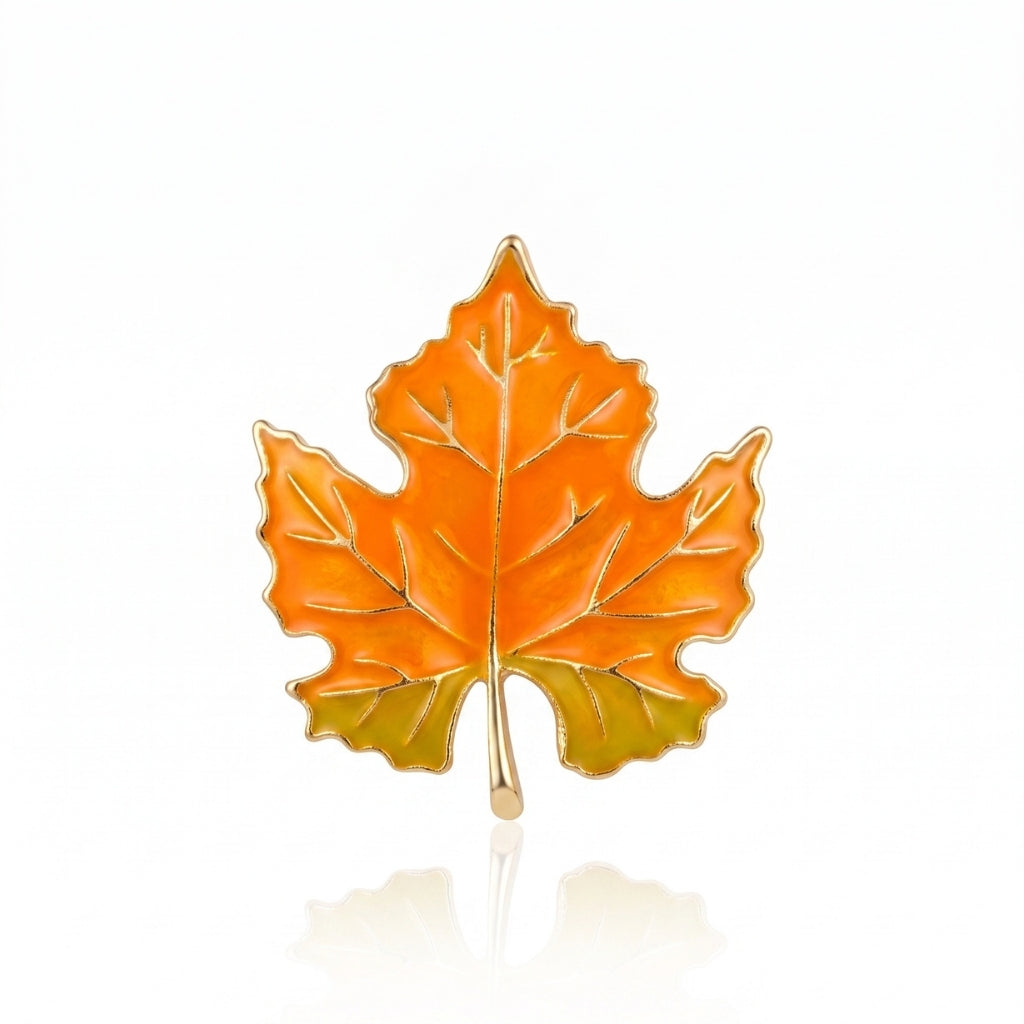 Autumn Orange Maple Leaf | Brooch
