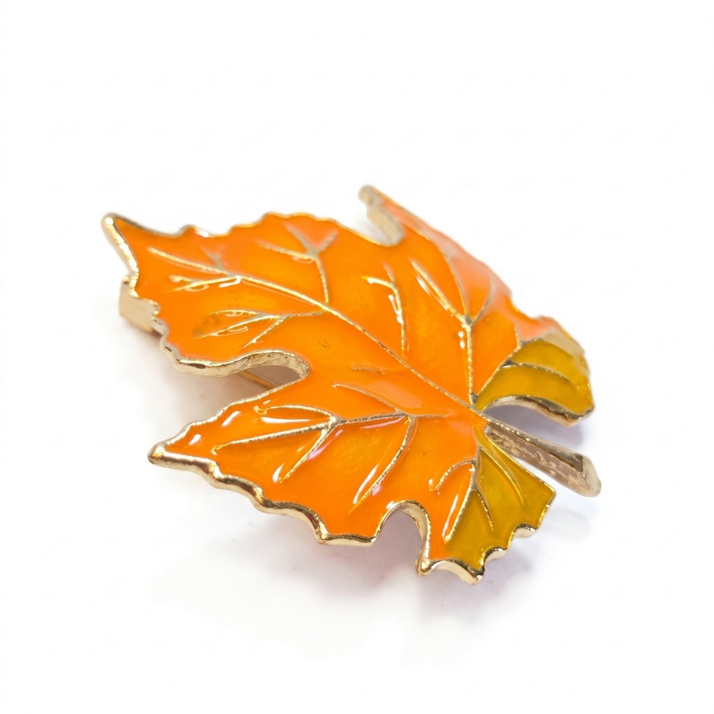 Autumn Orange Maple Leaf | Brooch