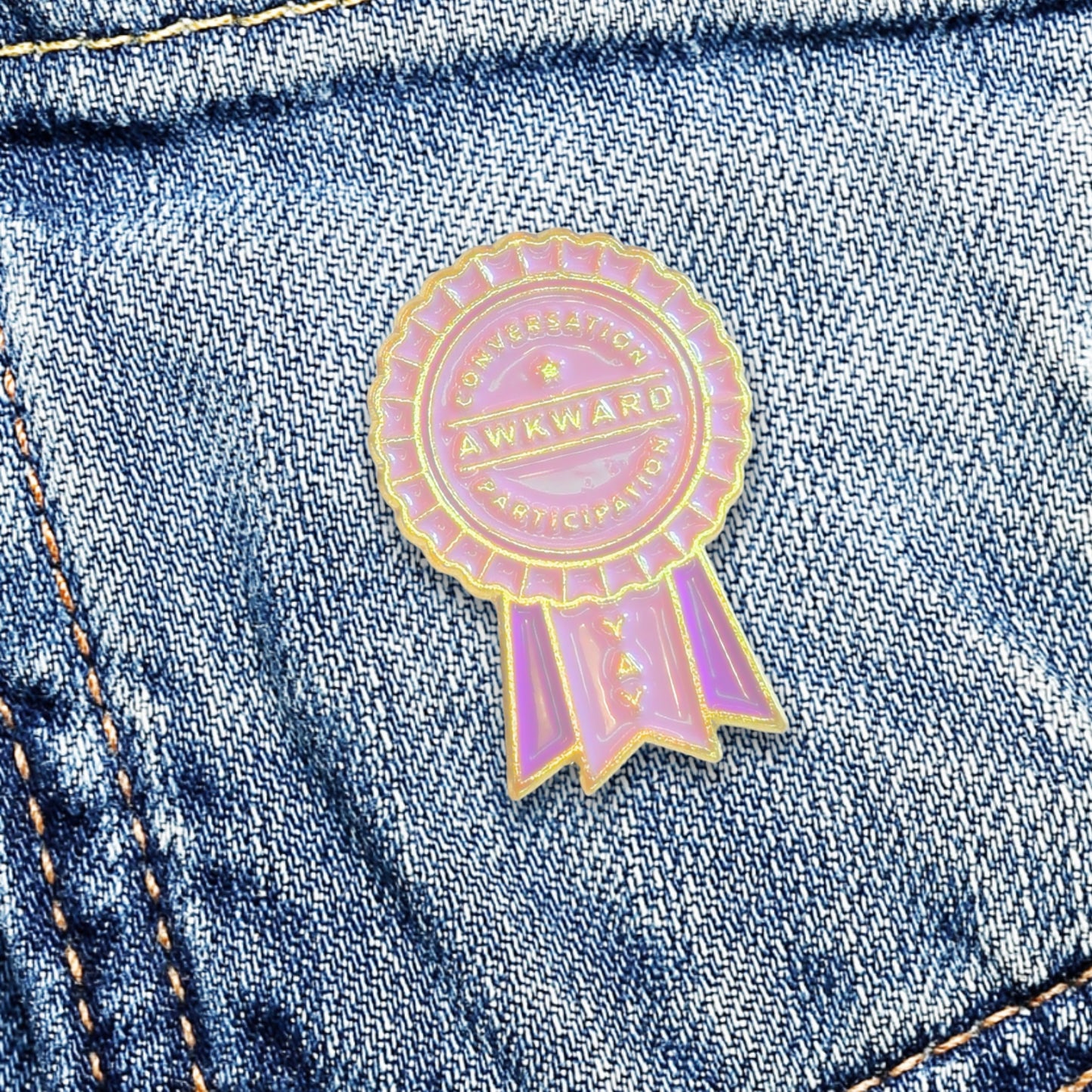 Awkward Conversation Participation (Award Ribbon) | Collectible Pin