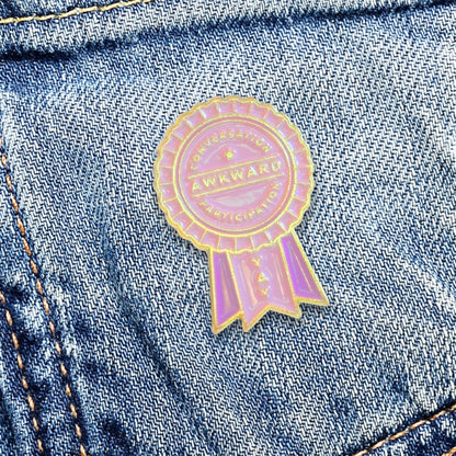 Awkward Conversation Participation (Award Ribbon) | Collectible Pin