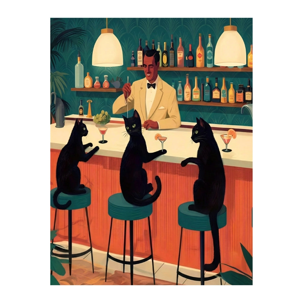 Bar Cats Retro Cocktail Lounge | Impression sur toile