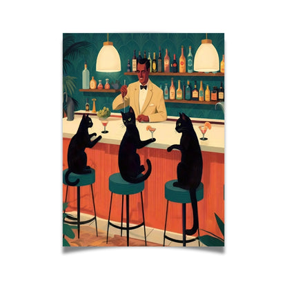 Bar Cats Retro Cocktail Lounge | Impression sur toile
