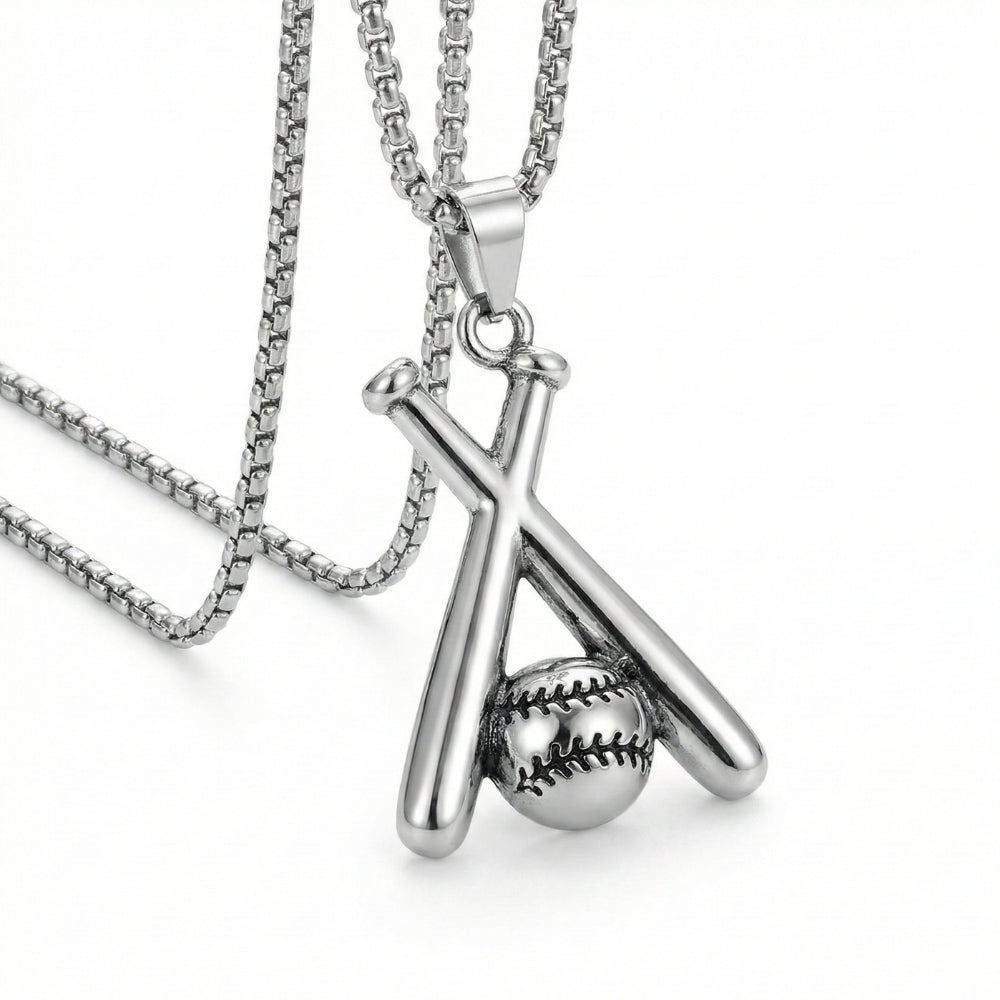 Pendentif de batte et de balle de baseball | Collier