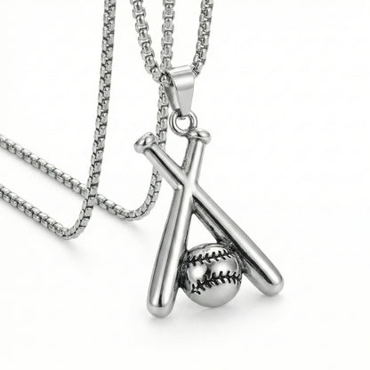 Pendentif de batte et de balle de baseball | Collier