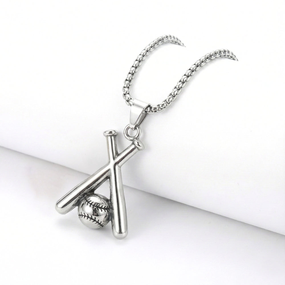 Pendentif de batte et de balle de baseball | Collier