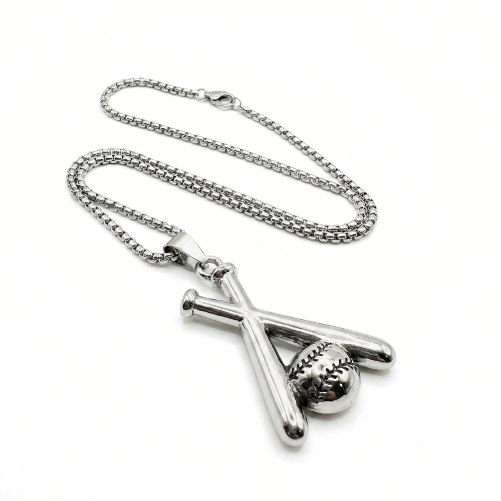Pendentif de batte et de balle de baseball | Collier