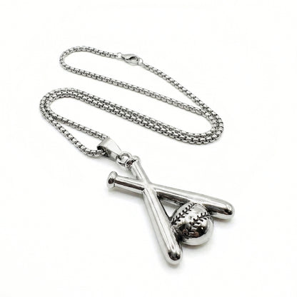Pendentif de batte et de balle de baseball | Collier