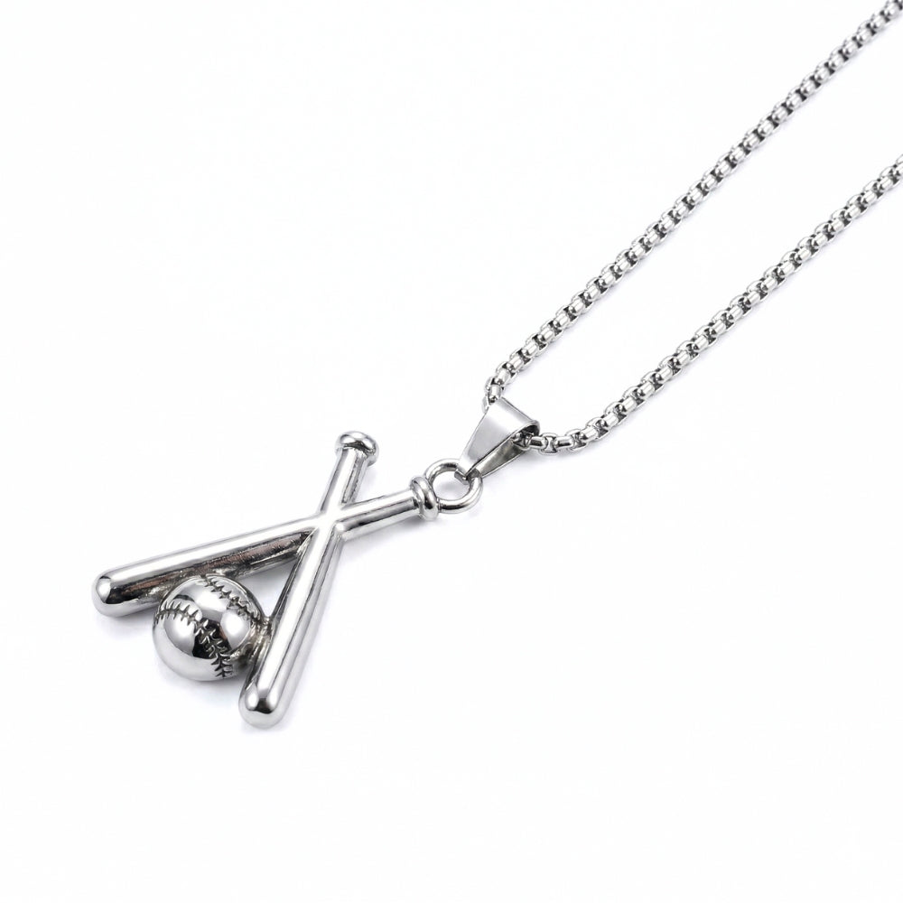 Pendentif de batte et de balle de baseball | Collier