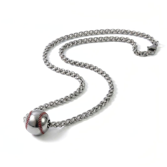 Stainless Steel Baseball Pendant | Necklace