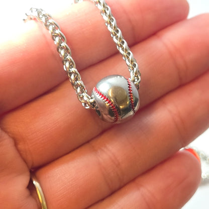Stainless Steel Baseball Pendant | Necklace