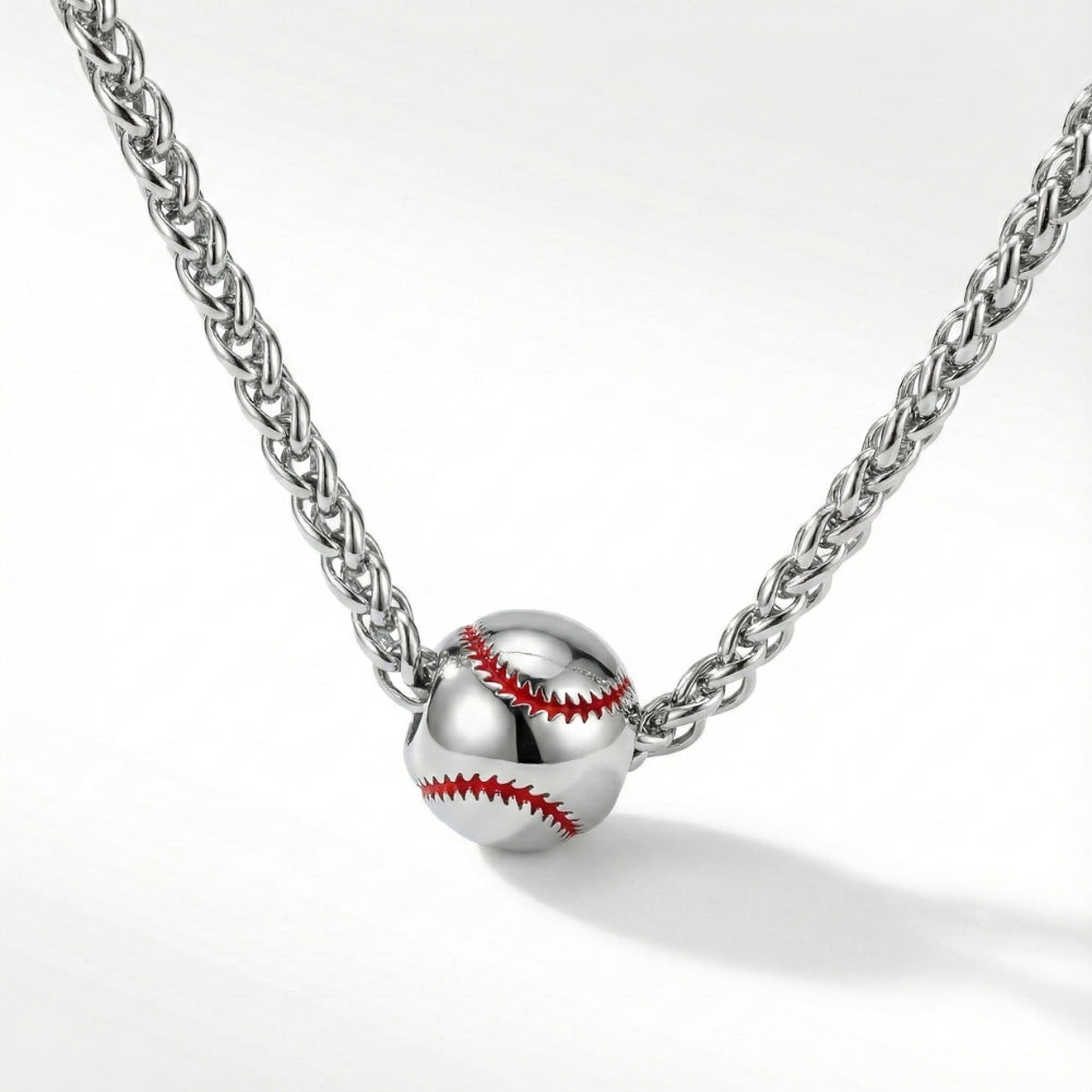 Stainless Steel Baseball Pendant | Necklace