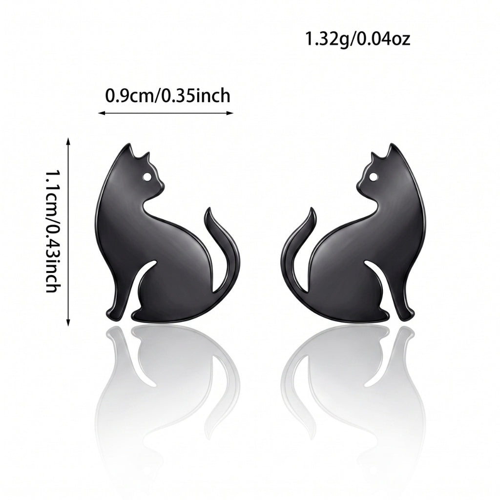 Black Cat Silhouette Studs | Earrings