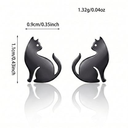 Black Cat Silhouette Studs | Earrings