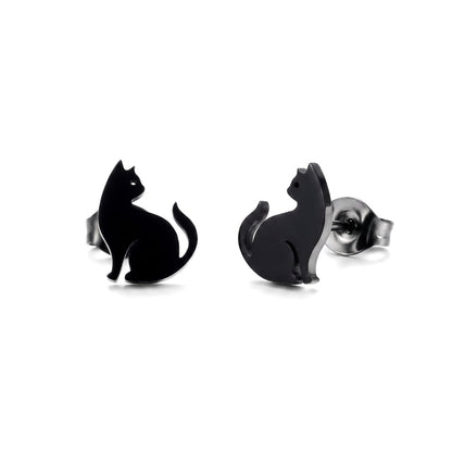 Black Cat Silhouette Studs | Earrings