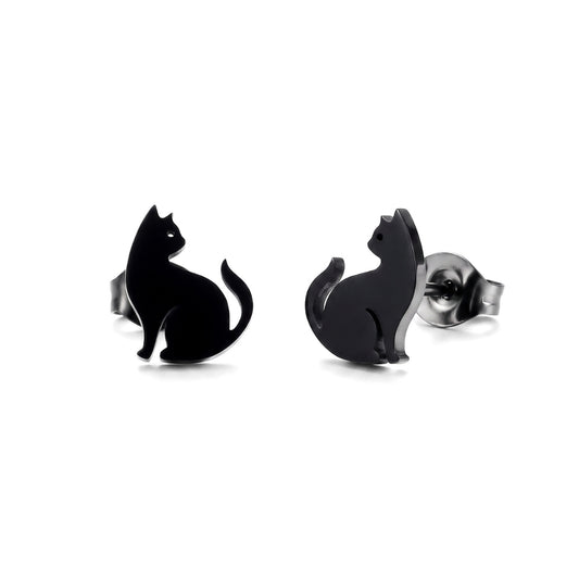 Black Cat Silhouette Studs | Earrings
