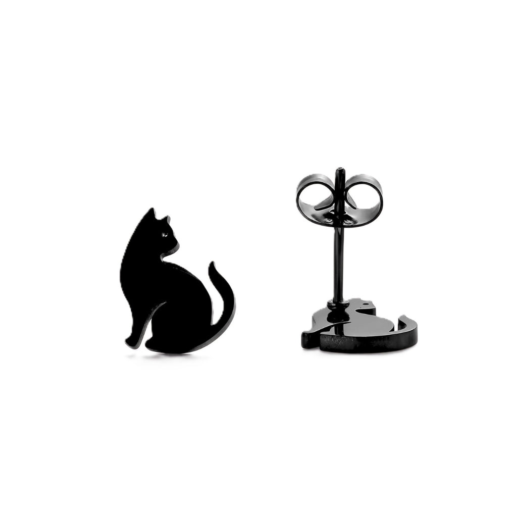 Black Cat Silhouette Studs | Earrings
