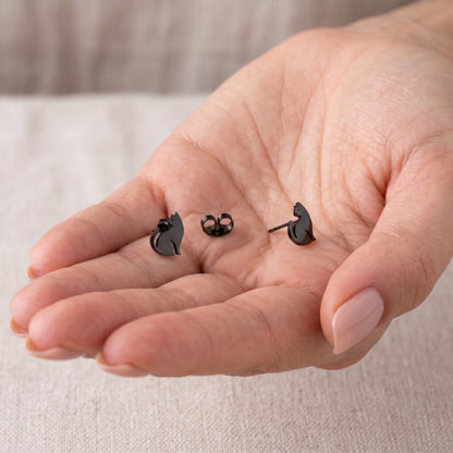 Black Cat Silhouette Studs | Earrings
