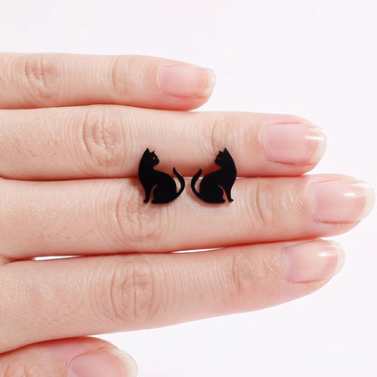 Black Cat Silhouette Studs | Earrings