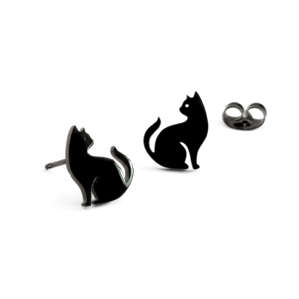 Black Cat Silhouette Studs | Earrings