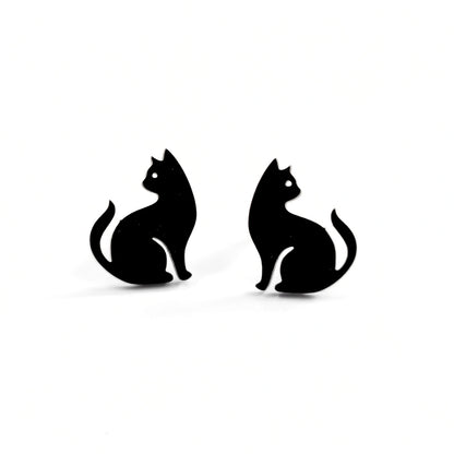 Black Cat Silhouette Studs | Earrings