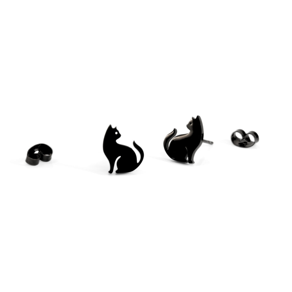 Black Cat Silhouette Studs | Earrings