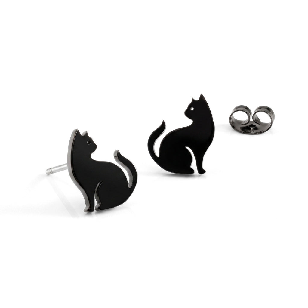 Black Cat Silhouette Studs | Earrings