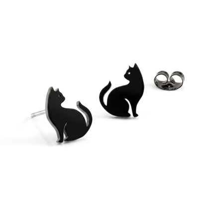 Black Cat Silhouette Studs | Earrings