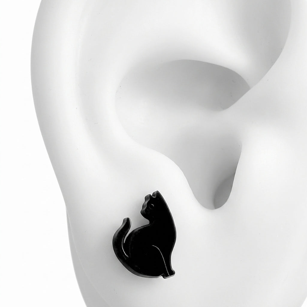 Black Cat Silhouette Studs | Earrings