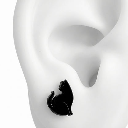Black Cat Silhouette Studs | Earrings