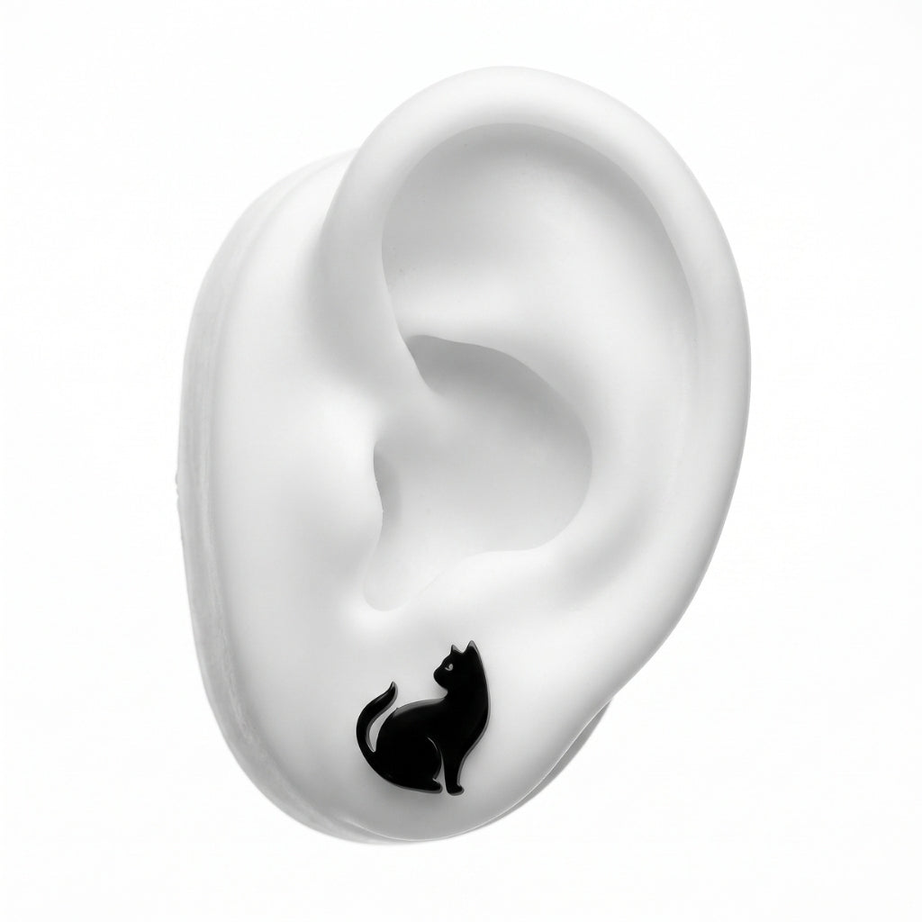 Black Cat Silhouette Studs | Earrings