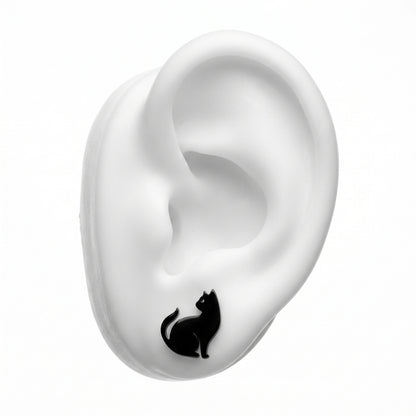 Black Cat Silhouette Studs | Earrings