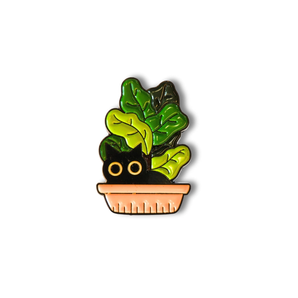 Black Cat in Plant Pot | Collectible Pin