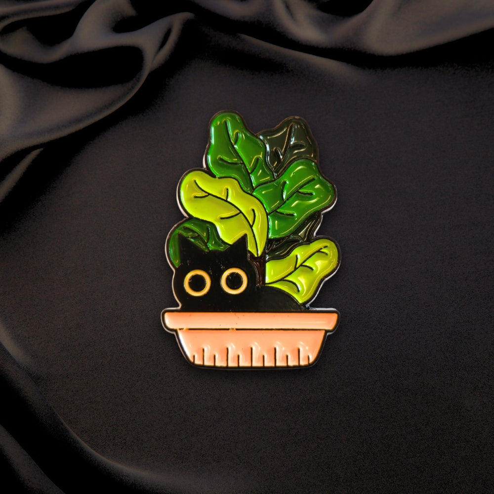 Black Cat in Plant Pot | Collectible Pin