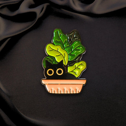 Black Cat in Plant Pot | Collectible Pin