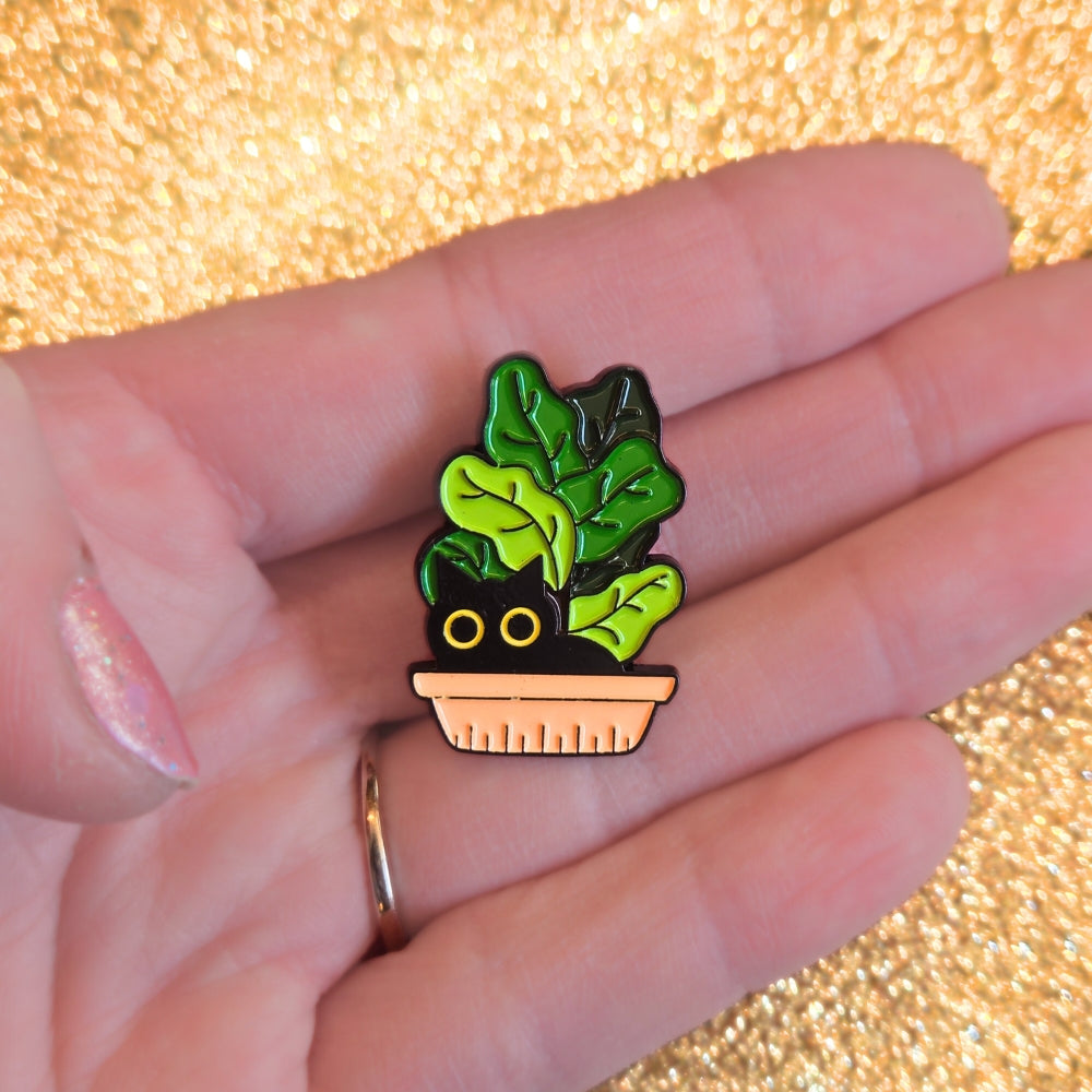 Black Cat in Plant Pot | Collectible Pin