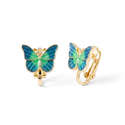 Blue-Green Butterfly Clip-Ons | Earrings