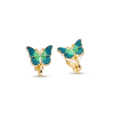 Blue-Green Butterfly Clip-Ons | Earrings