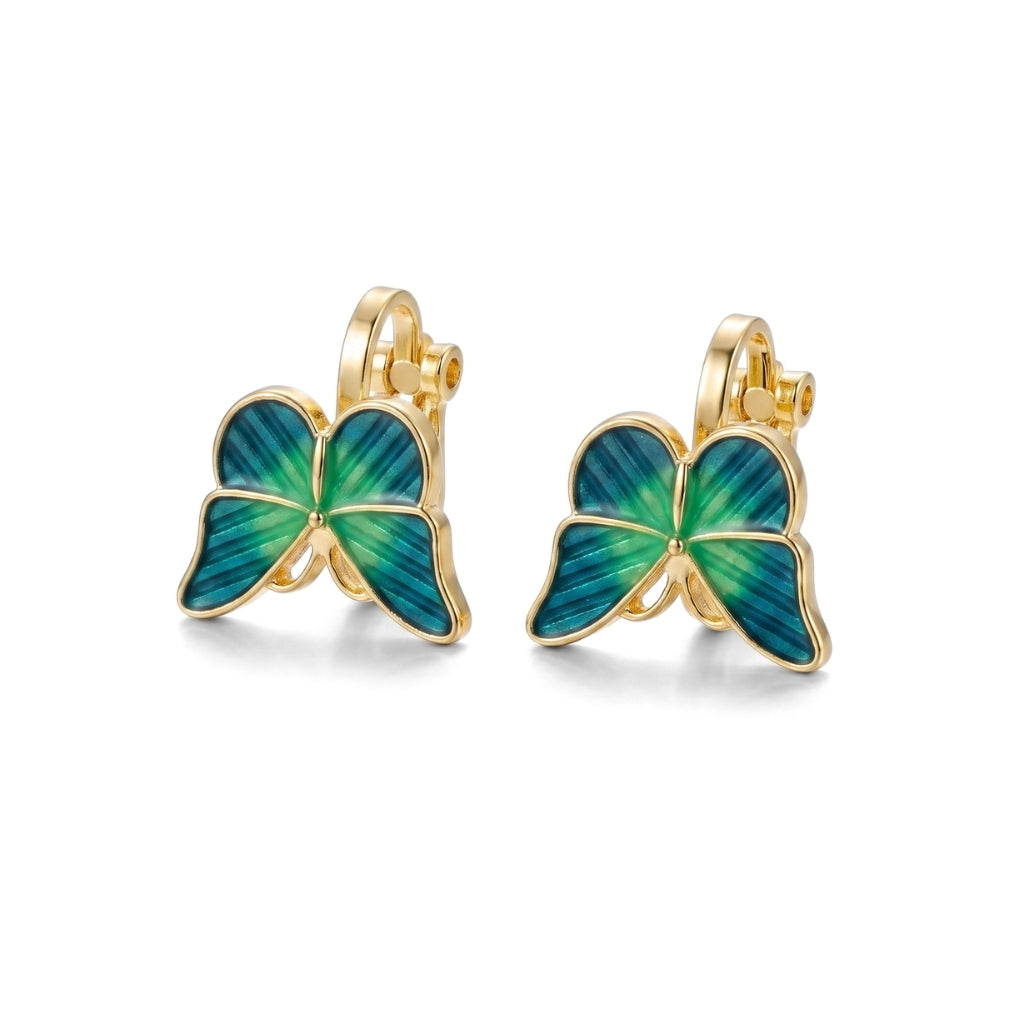 Blue-Green Butterfly Clip-Ons | Earrings