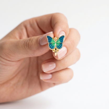 Blue-Green Butterfly Clip-Ons | Earrings