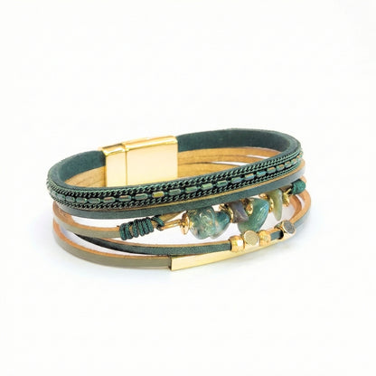 Boreal Moss Layered Cuff | Magnetic Bracelet